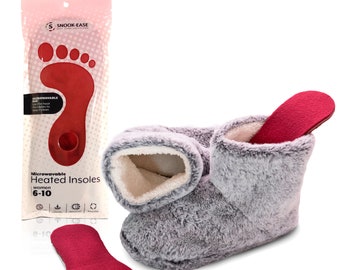 Heated Slippers Foot Warmers for Women and Men with Heated Insoles Inserts – Warm Slippers Heatable Microwavable Washable Winter Slippers
