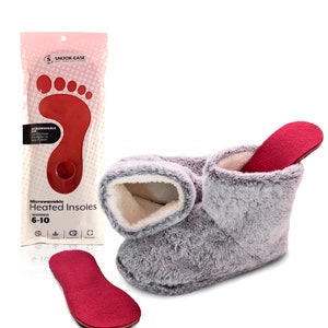 Heated Slippers Foot Warmers for Women and Men with Heated Insoles Inserts – Warm Slippers Heatable Microwavable Washable Winter Slippers