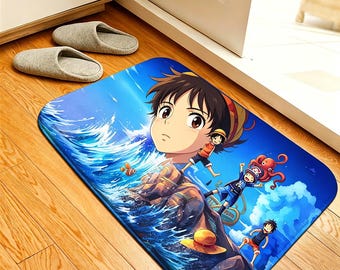 Custom Photo Rug, Anime Flannel Floor Mat, Ultra Soft Non-Slip Absorbent Bath Rug, Hypoallergenic Home Decor, Multiple Sizes,Personalization