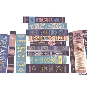 Custom 15 Book Stack Illustration - DIGITAL ONLY - Up to 15 books