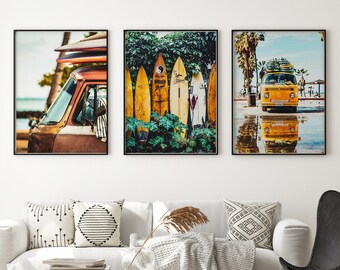California Beach Print Set: Surf Van, Palm Trees (Digital Download)