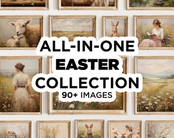 Easter Wall Art Prints: Spring Vintage Decor Set (Digital Download)