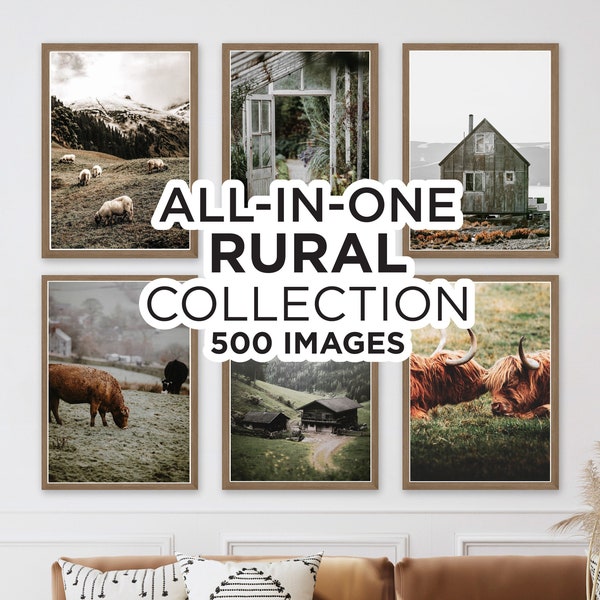 500 Pieces Rural Gallery Wall Prints, Rustic Gallery Wall Prints, French Country Wall Art, Farmhouse, Countryside Wall Decor, Horse Prints