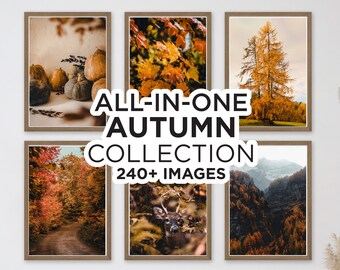 240+ Pieces Autumn Gallery Wall Prints, Fall Wall Art Prints, Rustic Autumn Wall Decor, Halloween Wall Art, Pumpkin Prints, Autumn Poster