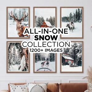 1200+ Pieces Snow Wall Art Set, Christmas Prints, Winter Wall Art, Printable Wall Art, Holiday Prints, Cozy Cabin, Digital Download