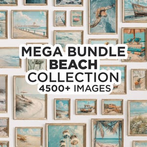 Vintage Beach Gallery Wall Art, Coastal Oil Paintings Decor, Landscape Beach Prints, Tropical Art for Ocean Gallery Wall,  Digital Download
