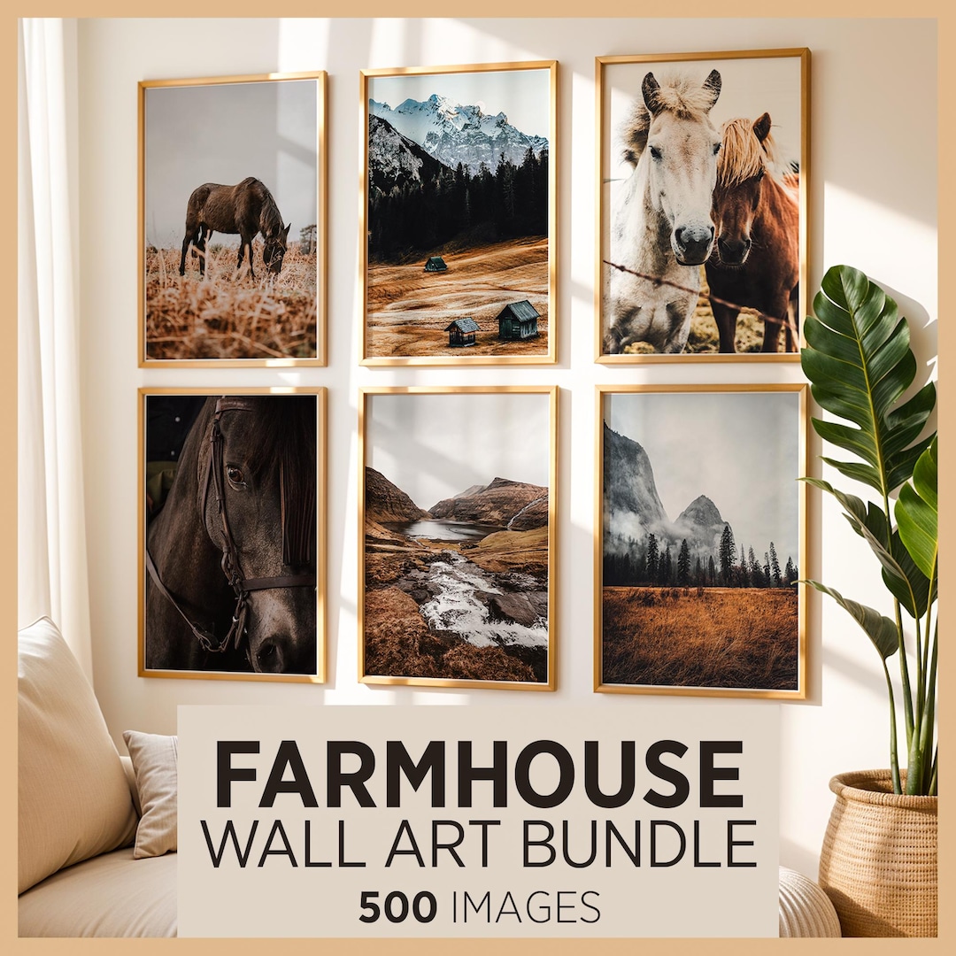 Farmhouse Wall Art Bundle, 500 Rustic Prints, Highland Cow Horse ...