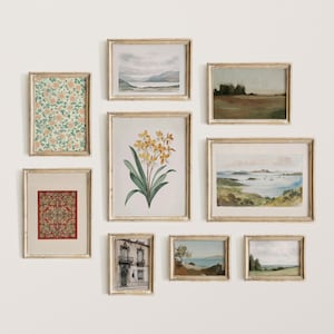Printable Vintage Gallery Wall Art Set | Vintage Floral Prints Digital Download Prints | Landscape Painting French Country Decor