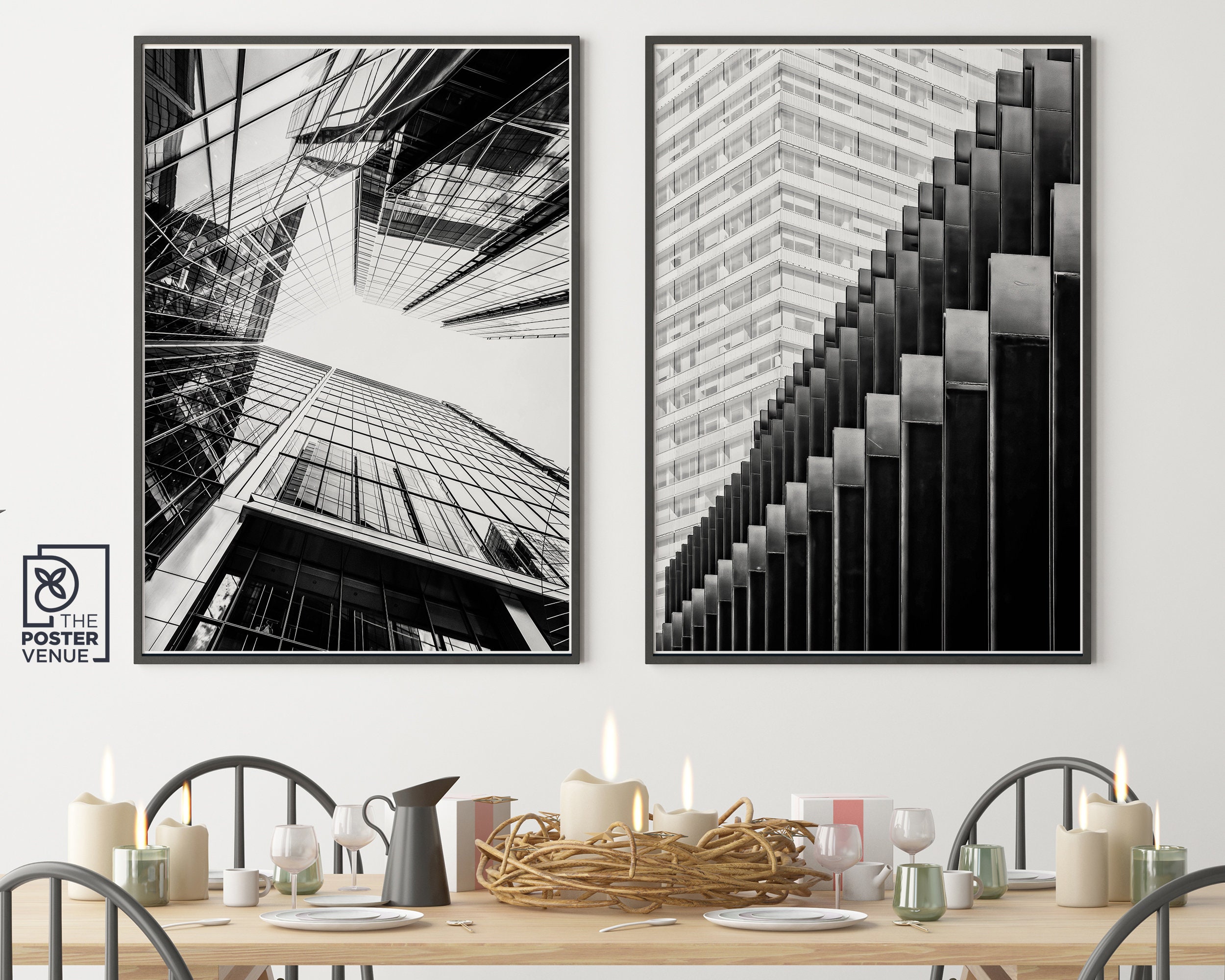 Black & White Architectural Wall Art Set Black White Wall - Etsy
