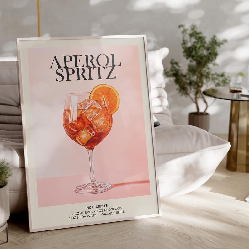 Minimalist cocktail recipe print for modern kitchen and bar decor.
