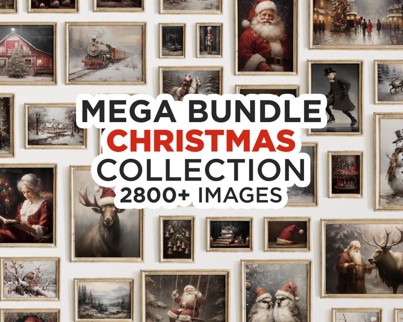2800 Pieces Christmas Printable Wall Art, Winter Prints, Holiday Home
