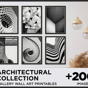 200+ Schwarz-Weiß-Architektur-Wandkunst-Set, Minimalistischer Schwarz-Weiß-Städtedruck, Chicago-Drucke, Boston-Drucke, Architekturdrucke