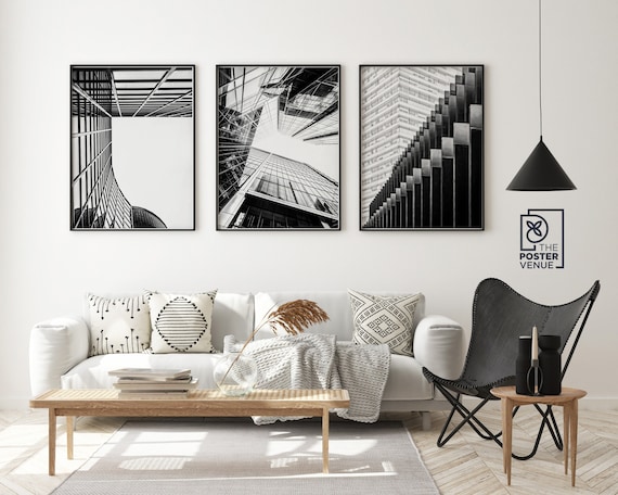 Black & White Architectural Wall Art Set Black White Wall - Etsy
