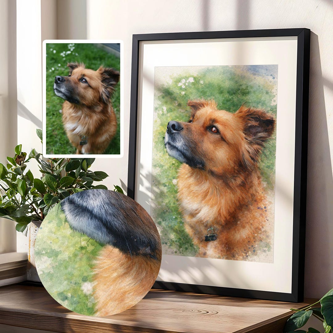 Custom Pet Memorial Portrait, Watercolor Dog Painting, Cat Memorial ...