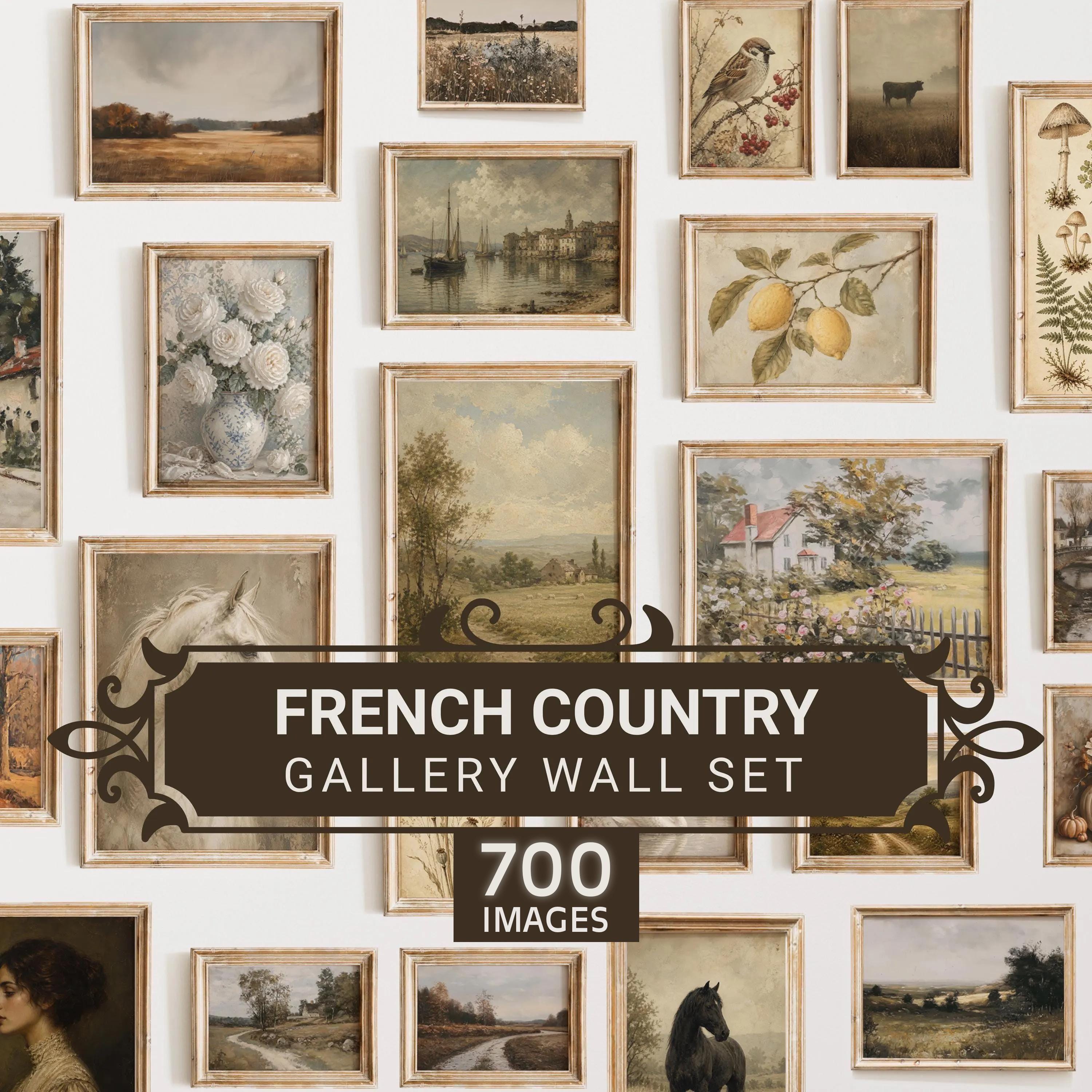 French Country Gallery Wall Art Set, Vintage Farmhouse Print Bundle ...