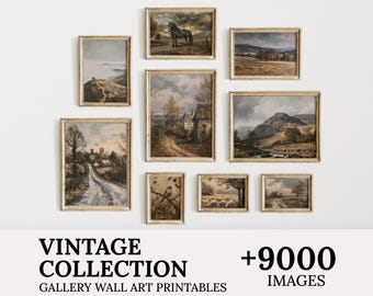 Vintage Landscape Print Set: Farmhouse Gallery Wall Art (Digital Download)