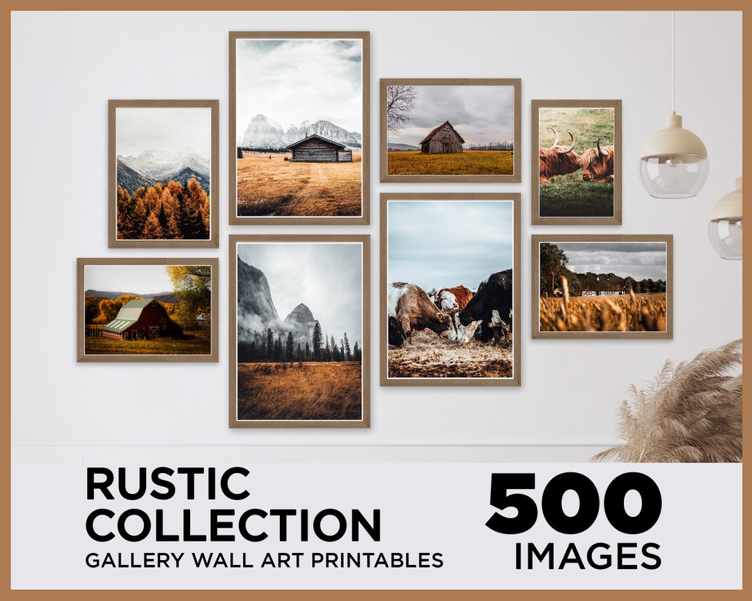 500 Pieces Rustic Wall Art Prints, Rustic Poster, Rustic Wall Art