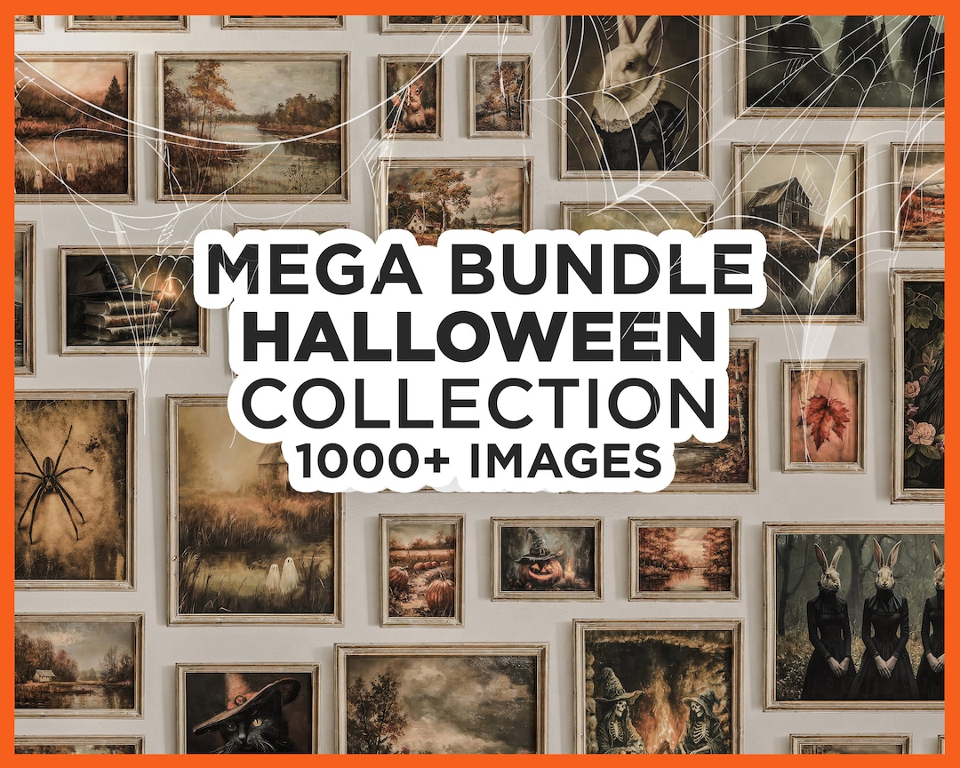 Halloween Wall Art Bundle, 1000+ Printable Vintage Spooky Prints, Dark ...