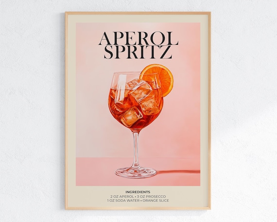 Aperol Spritz Recipe Print: Modern Bar Decor (Digital Download)