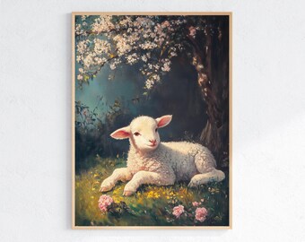 Lamb Art Print: Cottagecore Farmhouse Nursery Decor (Digital Download)