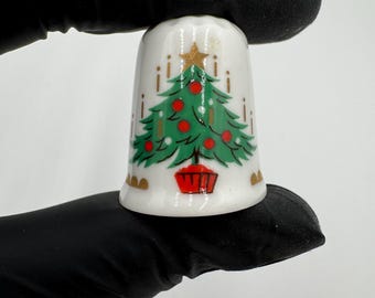 Christmas 1979 Thimble Queens Bone China Tree Candles Christmas Bells England