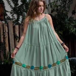 Beautiful hand embroidered boho style cotton dress. Summer beach dress. Handmade Mexican bohemian style cotton dress