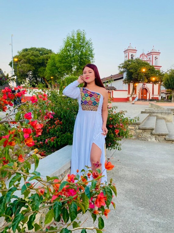 Hermoso vestido largo bordado telar de cintura. Vestido artesanal mexicano  fiesta graduacion, 5 de Mayo, dama de honor. Boda mexicana. Telar -   Portugal