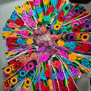 LOTE DE 6 Fajas Mexicanas con Bordado Artesanal modelo Flor Estambre -   Portugal