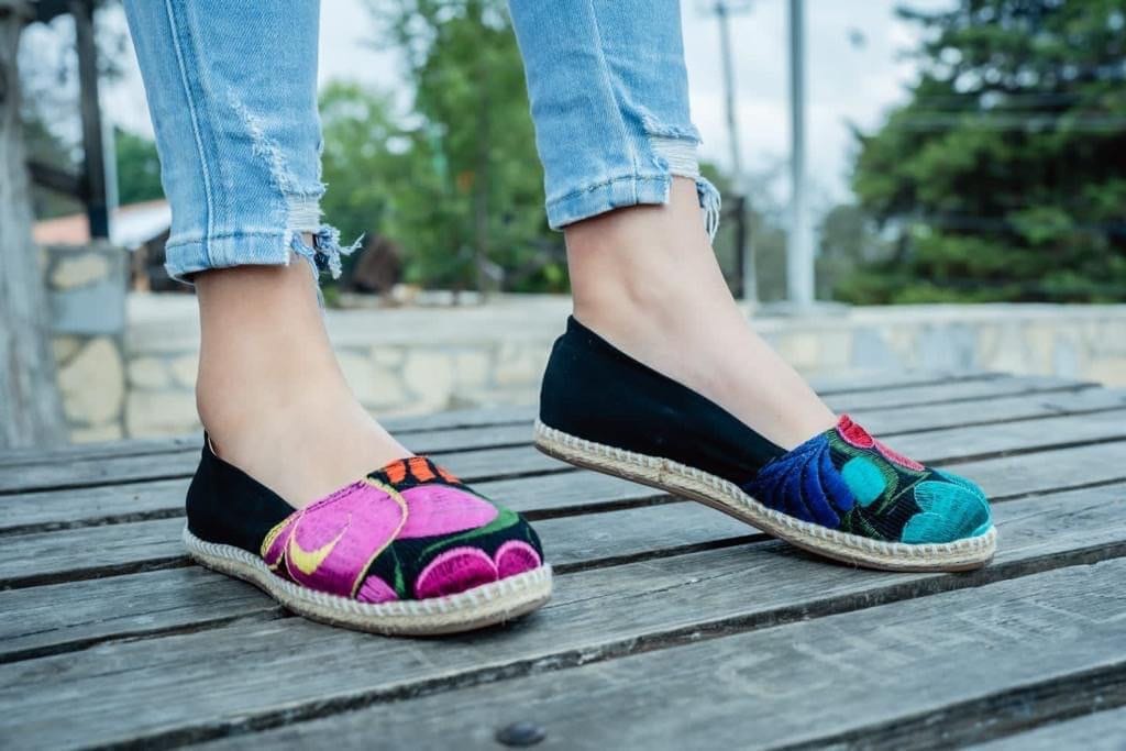 Embroidered Suede Espadrilles for Women. Handmade Shoes With 