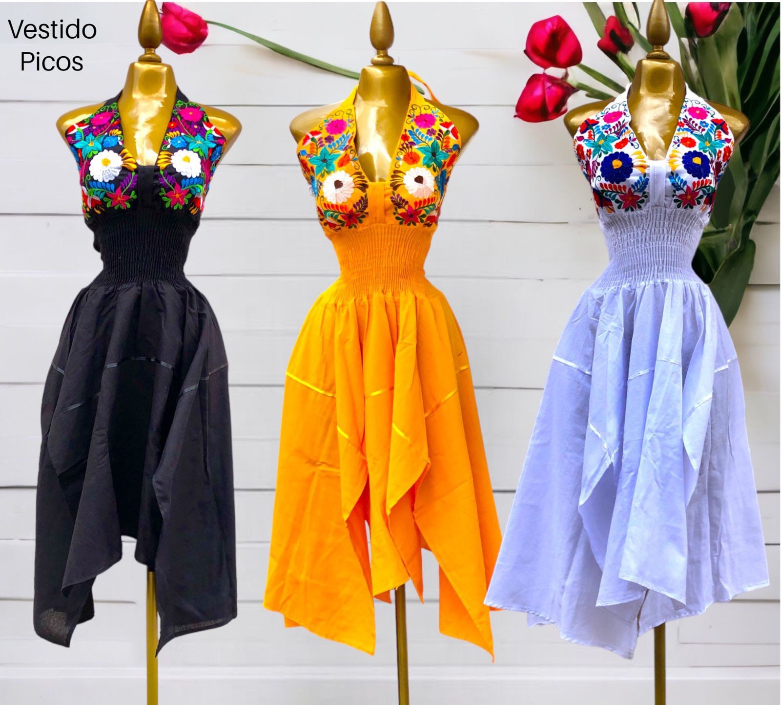 Lote De 6 Vestidos Mexicanos Bordados D Rebozo Mod Carmelita