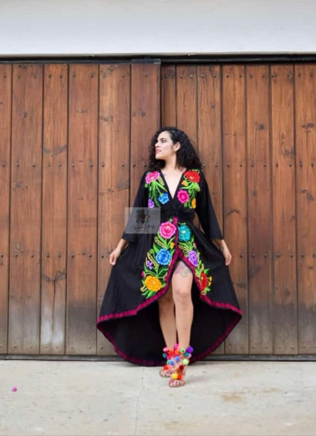 Vestido artesanal bordado cola vestido mexicano - Etsy México