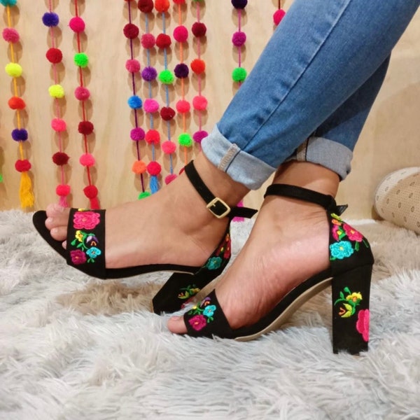 Embroidered Heels Etsy