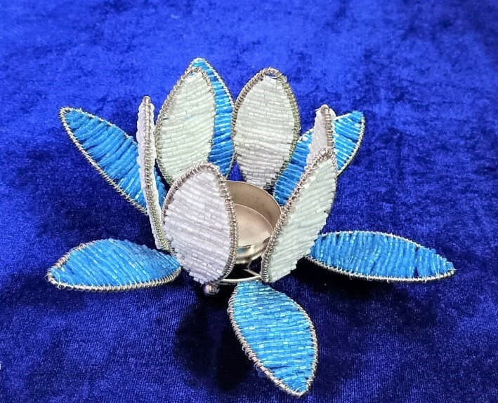 Support de Bougie Votive Perlé en Verre Fait à La Main Ensemble 4