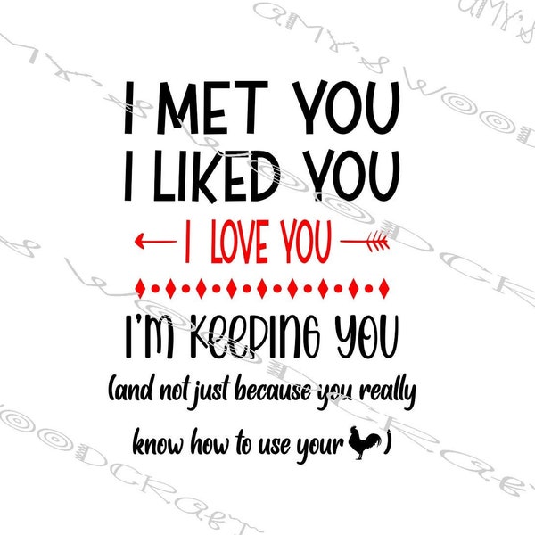 I Met You I Liked You I Love You I'm Keeping You Digital File for Cricut or Silhouette Instant Download