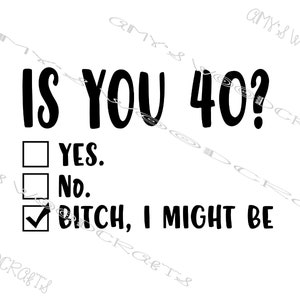 Bist Du 40? Ja. Nr. Bitch I Might Be Geburtstagsdatei für Cricut oder Silhouette Instant Download