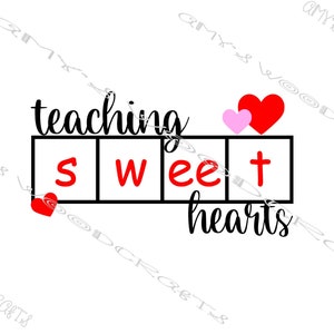 Enseñando Corazones Dulces / Amor / Día de San Valentín / Archivo Digital para Cricut o Silueta Descarga Instantánea