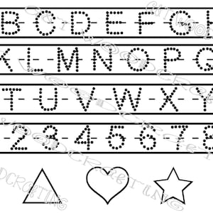 Alphabet Tracing Board Template With Upper Case Letters To Trace Letters Numbers Digital File For Cricut or Silhouette Instant Download