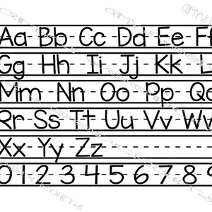 Plantilla de tablero de seguimiento del alfabeto con letras mayúsculas y minúsculas y números archivo digital para Cricut o Silhouette Descarga instantánea