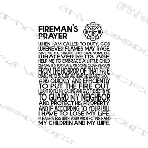 Fireman&#39;s Prayer Digital File for Cricut or Silhouette Instant Download