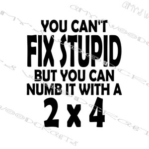 You Can&#39;t Fix Stupid But You Can Numb It With A 2x4 Digital File for Cricut or Silhouette Instant Download