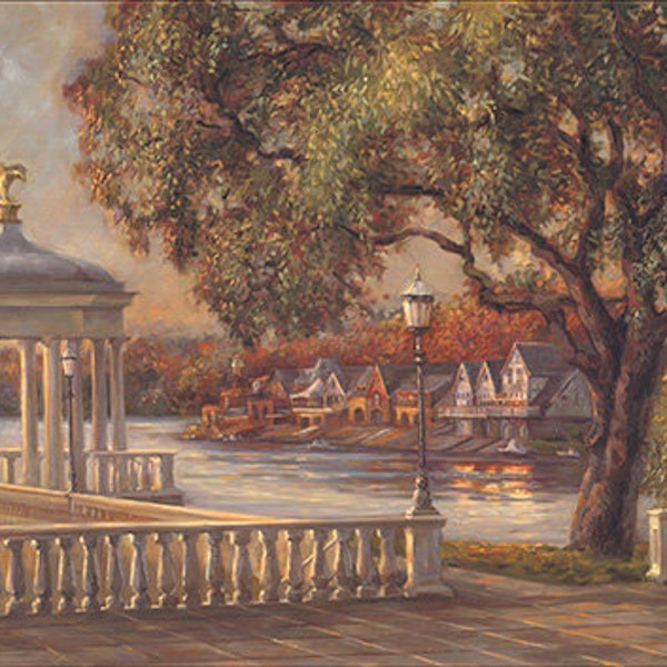 Boathouse Row at Sunset. Gazebo. Fairmount Water Works.  Philadelphia Art Museum. Schuylkill River.