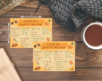 Gezellige herfst etherische olie diffuser blends 5 x 7 afdrukbare (digitale download)