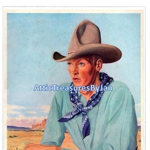 Vintage American Cowboy Art Print: Western Home Decor