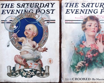 Vintage Magazines, Saturday Evening Post, January and May 1927, Old Magazines