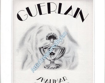 Vintage Guerlain Shalimar Ad Print - 1928 Fragrance Poster