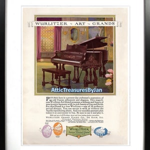 Home Wall Art Prints,  Bermuda, Pianos, Handel Lamps, Billiards, Vintage Magazine Ads
