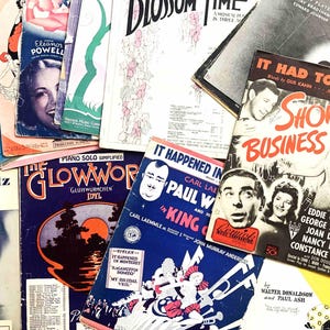 Vintage Sheet Music 1920s-1950s, Many Famous Song Titles,  Piano Music Sheet