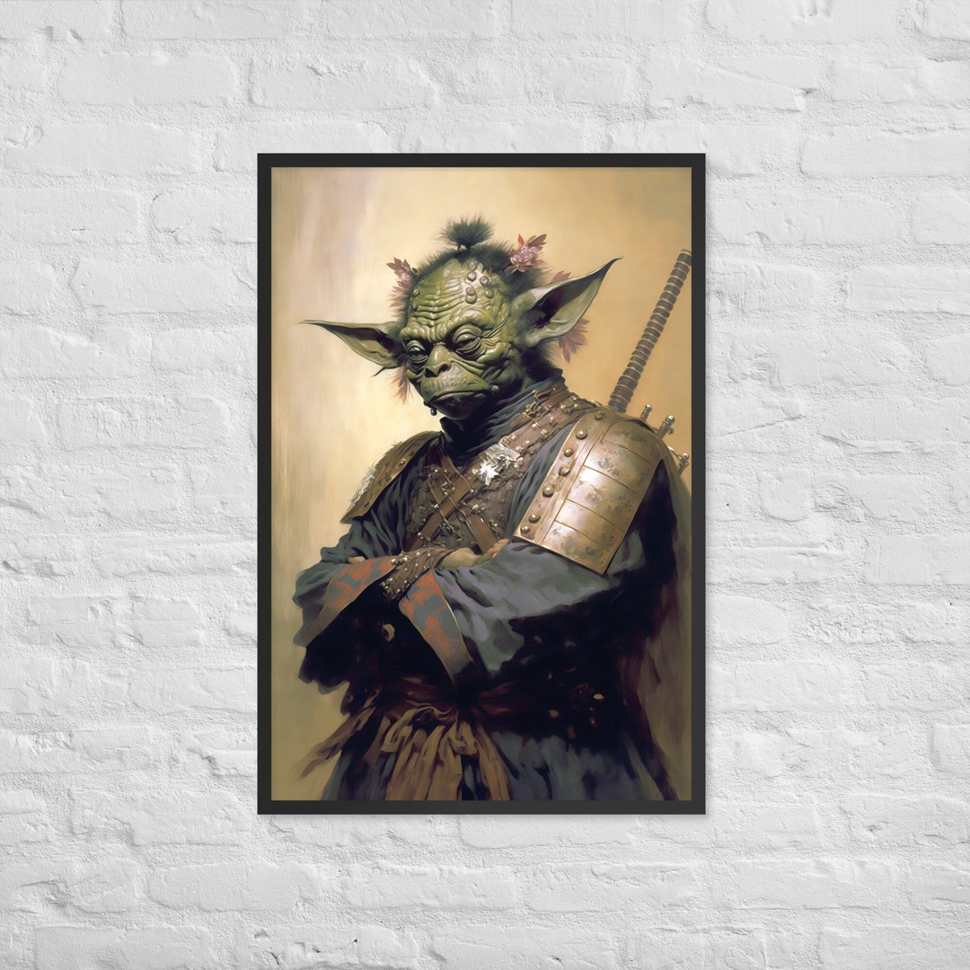 Samurai Yoda Framed Poster, Star Wars Yoda in Japanese Samurai Armor