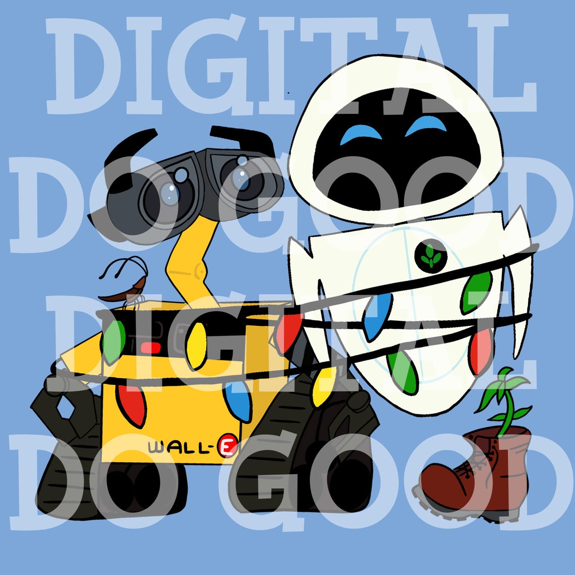 Walle and Eve SVG Digital Clip Art Original Hand Drawn Wall E Etsy