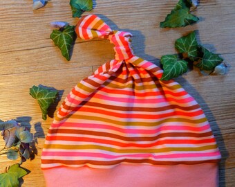 50 - 52 cm, kindermuts, strepen, roze, jersey, meisjes